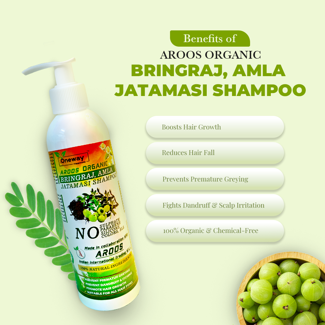 Aroos Organic Bhringraj, Amla and Jatamansi Shampoo