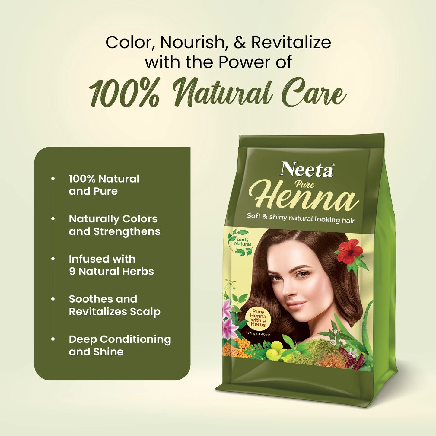 Aroos Neeta Pure Henna With 9 Herbs 125 Herbs
