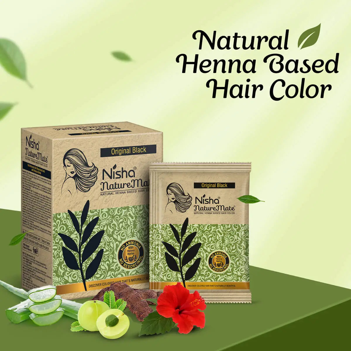 Nisha NatureMate Natural Henna-Based Hair Color Original Black