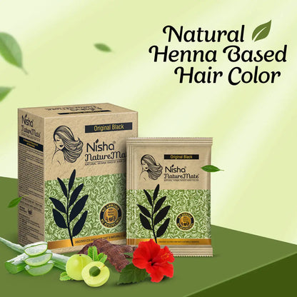 Nisha NatureMate Natural Henna-Based Hair Color Original Black